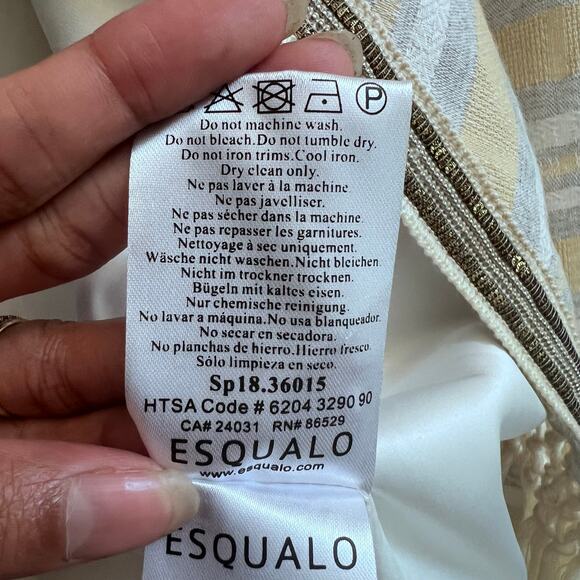 Women's Boho Fringe Open Front Esqualo Cream Gray Cardigan Jacket Size 10 Chic - Picture 8 of 8